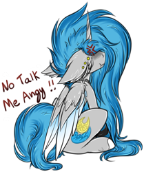 Size: 1117x1339 | Tagged: safe, artist:beamybutt, derpibooru import, oc, oc only, oc:moonbeam, alicorn, pony, alicorn oc, angry, cross-popping veins, ear fluff, ears, eyelashes, female, horn, mare, simple background, solo, talking, transparent background, wings