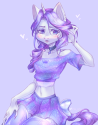 Size: 2112x2700 | Tagged: safe, artist:zefirka, derpibooru import, rarity, anthro, unicorn, looking at you, solo