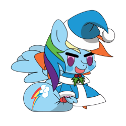 Size: 9934x9934 | Tagged: safe, artist:dimanizma, derpibooru import, rainbow dash, pegasus, pony, bag, christmas, clothes, costume, cute, fate/stay night, female, happy new year, hat, holiday, padoru, santa costume, santa hat, simple background, solo, transparent background, wings