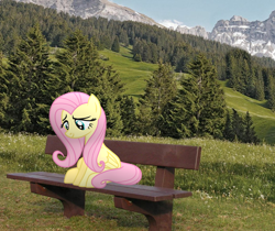 Size: 1158x973 | Tagged: safe, artist:icetea, derpibooru import, fluttershy, pegasus, pony, female, grass, irl, mare, mountain, mountain range, nature, photo, ponies in real life