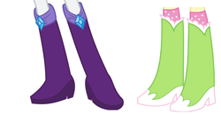 Size: 2704x1400 | Tagged: safe, derpibooru import, screencap, fluttershy, rarity, equestria girls, boots, clothes, diamond, duo, high heel boots, legs, pictures of legs, shoes, simple background, socks, white background