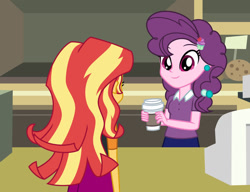 Size: 1024x786 | Tagged: safe, artist:emeraldblast63, derpibooru import, sugar belle, sunset shimmer, comic:the tale of two sunsets, equestria girls, coffee cup, cup, duo, duo female, equestria girls-ified, female