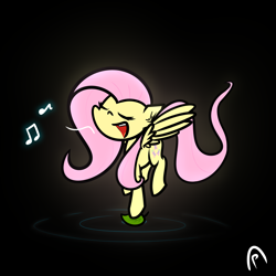 Size: 4000x4000 | Tagged: safe, artist:professionalpuppy, derpibooru import, fluttershy, pegasus, black background, leaf, music notes, simple background