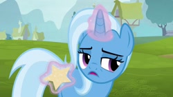 Size: 1280x720 | Tagged: safe, derpibooru import, screencap, trixie, pony, unicorn, no second prances, female, house, levitation, magic, mare, solo, telekinesis, tree