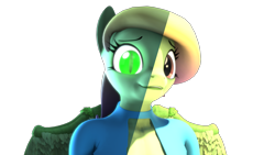 Size: 3840x2160 | Tagged: safe, artist:dangerousdpad, derpibooru import, oc, oc only, oc:green screen, anthro, changeling, pegasus, pony, 3d, clothes, female, simple background, solo, source filmmaker, split, transparent background