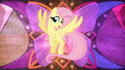 Size: 3840x2160 | Tagged: safe, artist:laszlvfx, artist:n0kkun, derpibooru import, edit, fluttershy, pony, solo, wallpaper, wallpaper edit