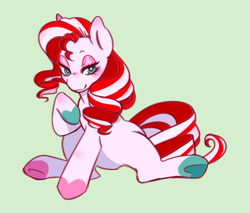Size: 1280x1091 | Tagged: safe, artist:prrplefungal, derpibooru import, earth pony, pony, candy cane, female, lidded eyes, solo, two toned hair