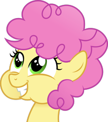 Size: 1920x2168 | Tagged: safe, artist:cirillaq, derpibooru import, li'l cheese, earth pony, pony, the last problem, bust, cute, female, green eyes, grin, high res, looking up, pink mane, portrait, puffy cheeks, simple background, smiling, solo, transparent background, vector
