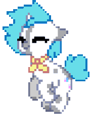 Size: 430x590 | Tagged: safe, artist:luminousdazzle, derpibooru import, oc, oc only, oc:soap bubbles, unicorn, animated, female, gif, happy, horn, jumping, mare, neckerchief, pixel art, simple background, small, small horn, solo, spots, transparent background
