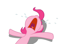 Size: 4000x2774 | Tagged: safe, artist:asrafpie, derpibooru import, pinkie pie, earth pony, pony, too many pinkie pies, crying, female, lying down, mare, nose in the air, on back, open mouth, shadow, simple background, transparent background, vector