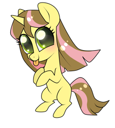 Size: 1733x1937 | Tagged: safe, artist:kaikururu, derpibooru import, oc, oc only, pony, unicorn, :p, blushing, eyelashes, female, horn, mare, rearing, simple background, smiling, solo, tongue, tongue out, transparent background, unicorn oc