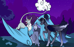 Size: 2800x1800 | Tagged: safe, artist:ask-y, derpibooru import, oc, oc only, alicorn, pony, alicorn oc, female, horn, mare, night, outdoors, stars, wings