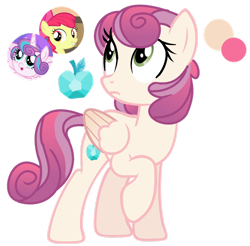 Size: 1280x1261 | Tagged: safe, artist:venomtwt-artistowo, derpibooru import, apple bloom, princess flurry heart, oc, pegasus, pony, the crystalling, female, magical lesbian spawn, mare, offspring, parent:apple bloom, parent:princess flurry heart, parents:flurrybloom, simple background, transparent background