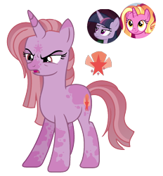 Size: 1196x1288 | Tagged: safe, artist:venomtwt-artistowo, derpibooru import, luster dawn, mean twilight sparkle, oc, pony, the last problem, the mean 6, base used, female, magical lesbian spawn, mare, offspring, parent:luster dawn, parent:mean twilight sparkle, simple background, transparent background