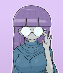 Size: 640x740 | Tagged: safe, alternate version, artist:batipin, derpibooru import, maud pie, equestria girls, breasts, glasses, looking at you, maud pies