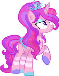 Size: 1280x1635 | Tagged: safe, artist:dayspring-dawnyt, derpibooru import, oc, oc only, oc:starflight sparkle, alicorn, pony, blue eyeshadow, colored wings, eyeshadow, female, folded wings, hair over one eye, heart, horn, jewelry, long mane, long tail, makeup, mare, multicolored mane, multicolored tail, raised hoof, raised leg, simple background, solo, tail, tiara, transparent background, two toned wings, wings