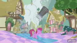 Size: 640x360 | Tagged: safe, derpibooru import, screencap, berry punch, berryshine, earth pony, pony, season 2, the return of harmony, animated, chaos, discorded landscape, eyes closed, female, gif, gifs.com, mare, open mouth, sneezing, solo