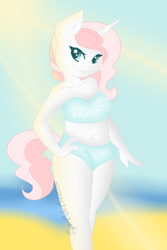 Size: 386x578 | Tagged: safe, artist:sugarcubecreationz, derpibooru import, oc, oc:sweetheart, anthro, bikini, clothes, solo, swimsuit