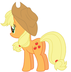 Size: 2421x2477 | Tagged: safe, artist:rainbowderp98, derpibooru import, applejack, earth pony, pony, griffon the brush off, applejack's hat, butt, clothes, cowboy hat, female, full body, green eyes, hat, high res, hooves, mare, plot, rear view, simple background, smiling, solo, standing, tail, transparent background, vector