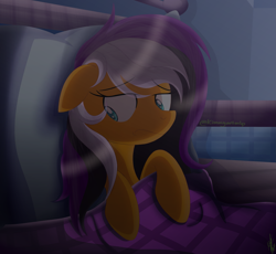 Size: 3449x3175 | Tagged: safe, artist:kimmyartmlp, derpibooru import, oc, oc only, pony, bed, female, frown, sad