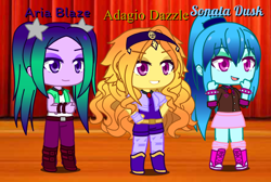 Size: 940x630 | Tagged: safe, artist:greenmarta, derpibooru import, adagio dazzle, aria blaze, sonata dusk, equestria girls, female, gacha club, trio