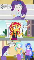 Size: 1136x1970 | Tagged: safe, artist:silverbuller, derpibooru import, princess celestia, princess luna, principal celestia, rarity, sunset shimmer, vice principal luna, equestria girls, comic