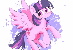 Size: 4096x2811 | Tagged: safe, artist:leo19969525, derpibooru import, twilight sparkle, twilight sparkle (alicorn), alicorn, pony, blushing, female, smiling, solo, spread wings, wings