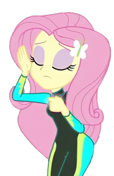 Size: 830x1284 | Tagged: safe, derpibooru import, edit, edited screencap, screencap, fluttershy, better together, equestria girls, unsolved selfie mysteries, background removed, clothes, eyes closed, not a vector, simple background, solo, swimsuit, transparent background, wetsuit