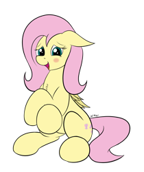 Size: 2111x2509 | Tagged: safe, artist:wapamario63, fluttershy, pegasus, pony, blushing, chest fluff, crossed hooves, cute, ears, female, flat colors, floppy ears, looking at you, mare, open mouth, open smile, shyabetes, simple background, sitting, smiling, smiling at you, solo, transparent background