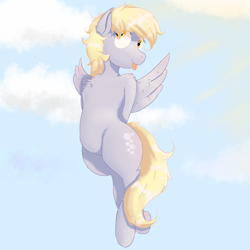 Size: 5000x5000 | Tagged: safe, artist:fdv.alekso, derpy hooves, pegasus, pony, chest fluff, female, flying, mare, solo, tongue, tongue out, wings