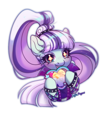Size: 1700x2000 | Tagged: safe, artist:jeffapegas, derpibooru import, coloratura, songbird serenade, earth pony, pony, collaboration, my little pony: the movie, alternate hairstyle, blushing, bracelet, countess coloratura, female, jewelry, mare, open mouth, open smile, simple background, smiling, transparent background, wingding eyes