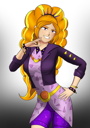 Size: 2894x4093 | Tagged: safe, artist:symptom99, derpibooru import, adagio dazzle, equestria girls, butt touch, female, gritted teeth, hand on butt, looking at you, solo