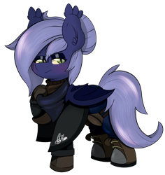 Size: 1451x1535 | Tagged: safe, artist:orbitingdamoon, derpibooru import, oc, oc:cobweb, bat pony, boots, cloak, clothes, shoes, simple background, solo, transparent background