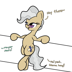 Size: 2000x2000 | Tagged: safe, artist:dafiltafish, derpibooru import, mayor mare, earth pony, pony, bipedal, bipedal leaning, dialogue, leaning, leaning back, simple background, white background