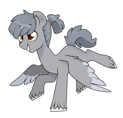 Size: 1810x1735 | Tagged: safe, artist:kaikururu, derpibooru import, oc, oc only, pegasus, pony, ear piercing, earring, eyebrows, eyebrows visible through hair, full body, grin, hooves, jewelry, male, pegasus oc, piercing, ponytail, simple background, smiling, solo, stallion, tail, transparent background, unshorn fetlocks, wings, wings down