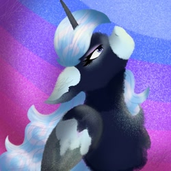 Size: 1500x1500 | Tagged: safe, artist:teonnakatztkgs, derpibooru import, oc, oc only, alicorn, pony, abstract background, alicorn oc, eyelashes, horn, looking up, solo, wings