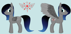 Size: 4500x2160 | Tagged: safe, artist:melon wolf, derpibooru import, oc, oc:strela samolet, pegasus, female, gradient mane, gradient tail, mare, reference sheet, simple background, tail