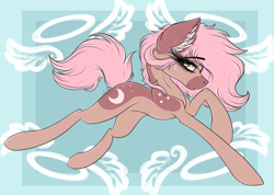 Size: 3289x2337 | Tagged: safe, artist:beamybutt, derpibooru import, oc, oc only, earth pony, pony, abstract background, earth pony oc, eyelashes, female, halo, mare, solo