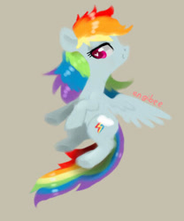 Size: 368x442 | Tagged: safe, artist:kaikururu, derpibooru import, rainbow dash, pegasus, pony, brown background, eyelashes, female, heart eyes, mare, rearing, simple background, smiling, solo, wingding eyes