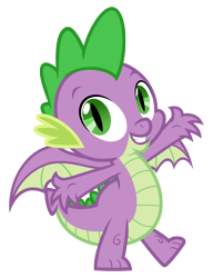 Size: 2000x2600 | Tagged: safe, artist:deroach, derpibooru import, spike, dragon, abstract background, grin, high res, male, show accurate, simple background, smiling, solo, standing, standing on one leg, transparent background, vector, winged spike, wings