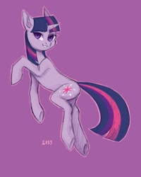 Size: 1024x1280 | Tagged: safe, artist:liss, derpibooru import, twilight sparkle, unicorn twilight, pony, unicorn, purple background, simple background, solo