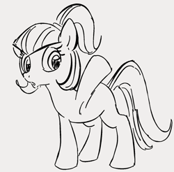 Size: 683x671 | Tagged: safe, artist:dotkwa, derpibooru import, sonata dusk, earth pony, pony, armpits, equestria girls ponified, female, gray background, grayscale, mare, monochrome, ponified, raised hoof, raised leg, simple background, sketch, solo