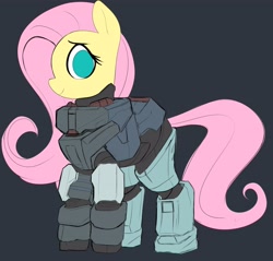 Size: 4096x3923 | Tagged: safe, alternate version, artist:_ton618_, derpibooru import, fluttershy, pegasus, pony, armor, crossover, female, halo (series), looking at you, mare, smiling, solo