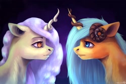 Size: 2560x1707 | Tagged: safe, artist:inarimayer, derpibooru import, oc, oc only, pony, unicorn, bust, duo, horn, horns, unicorn oc