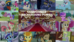 Size: 1280x721 | Tagged: safe, derpibooru import, edit, edited screencap, editor:quoterific, screencap, amethyst star, bon bon, carrot top, cloud kicker, cranky doodle donkey, derpy hooves, dj pon-3, doctor whooves, golden harvest, linky, lyra heartstrings, matilda, mayor mare, minuette, princess celestia, princess luna, rarity, roseluck, sea swirl, seafoam, shining armor, shoeshine, sparkler, spike, star hunter, sweet biscuit, sweetie drops, vinyl scratch, alicorn, donkey, dragon, earth pony, pegasus, pony, unicorn, a horse shoe-in, amending fences, best gift ever, bridle gossip, buckball season, canterlot boutique, it isn't the mane thing about you, luna eclipsed, magic duel, rainbow falls, season 1, season 2, season 3, season 4, season 5, season 6, season 7, season 9, slice of life (episode), the mysterious mare do well, spoiler:s09, amethyst star is not amused, background pony, ears, female, filly, floppy ears, foal, male, mare, open mouth, open smile, ponyville town hall, smiling, stallion, unamused