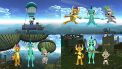 Size: 3840x2160 | Tagged: safe, artist:ponygamer2020, artist:ponygamersfm, derpibooru import, princess ember, smolder, spike, dragon, 3d, assault rifle, backpack, balloon, battle royal, bus, dragon trio, dragoness, ear, falling, female, flying, fn scar, forest, fortnite, grin, gun, happy, horn, island, looking at you, looking down, male, map, parachute, pickaxe, rifle, shotgun, sky, skydiving, smiling, source filmmaker, tail, trio, vehicle, video game, video game crossover, weapon