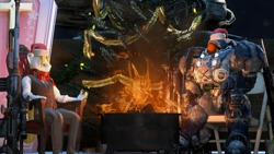 Size: 3840x2160 | Tagged: safe, artist:barbatos, derpibooru import, prince blueblood, anthro, human, art pack:winter wonderland 2021, 3d, bonfire, chair, christmas, christmas gift, christmas tree, clothes, coffin, fire, gun, hat, holiday, night, outdoors, rifle, santa hat, scarf, scenebuild, source filmmaker, starcraft, tank (vehicle), tree, vehicle, weapon