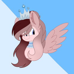 Size: 2067x2067 | Tagged: safe, artist:circuspaparazzi5678, artist:senpai-breanna5678, derpibooru import, oc, oc:grace, oc:gracie, pegasus, pony, bust, collar, crown, diamond, jewelry, long hair, regalia, solo