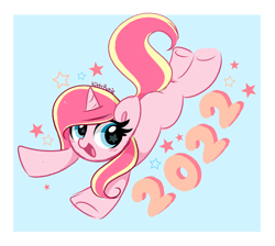 Size: 3772x3375 | Tagged: safe, artist:kittyrosie, derpibooru import, oc, oc:rosa flame, pony, unicorn, female, happy new year 2022, horn, mare, open mouth, unicorn oc