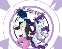 Size: 1280x1024 | Tagged: safe, artist:brella, derpibooru import, rarity, human, pony, unicorn, crossover, female, mare, marinette dupain-cheng, miraculous ladybug